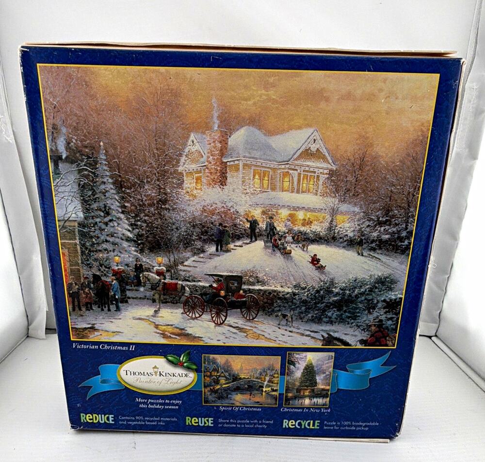 Thomas Kinkade Victorian Christmas II 1000pc Interlocking Cardboard Puzzle 2011